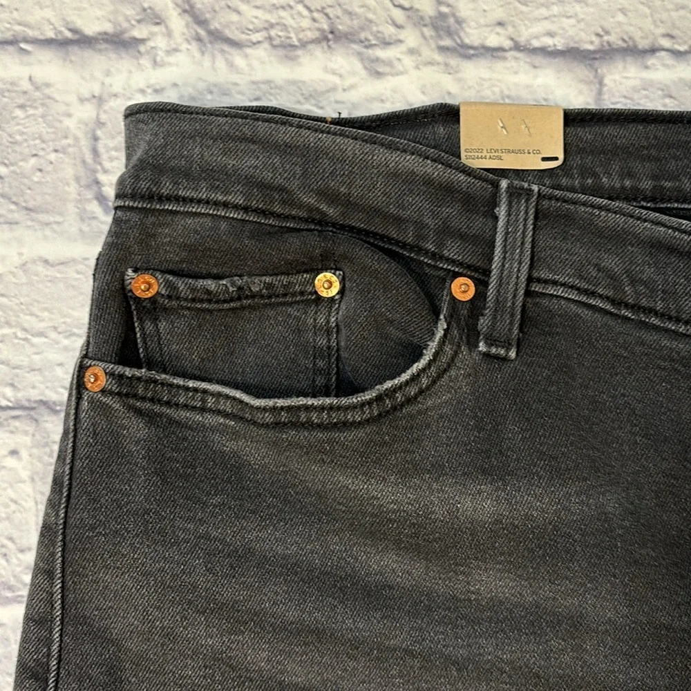 Levi’s Wedgie Straight High Rise Black Denim Cropped Jeans Plus Size 24W NWT